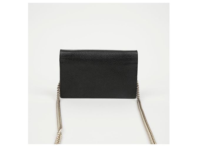 Gucci Bolso bandolera mini con cadena entrelazada para mujer Negro - vista 3
