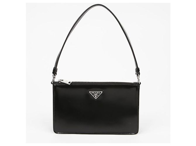 Prada Mini borsa spazzolata con logo triangolare nera Nero - vista 2