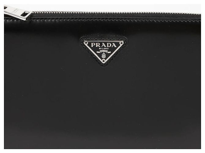 Prada Mini borsa spazzolata con logo triangolare nera Nero - vista 3