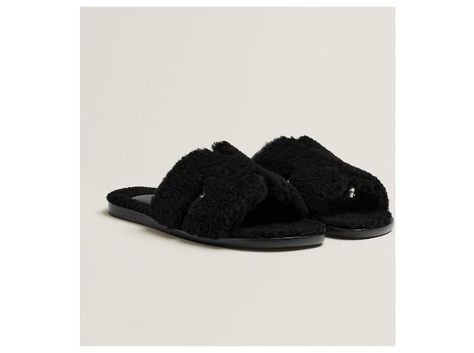 Hermès Pantofole Izmir in shearling Nero - vista 9