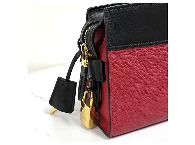 Prada Borsa a tracolla e spalla City in Saffiano Rosso - vista 12