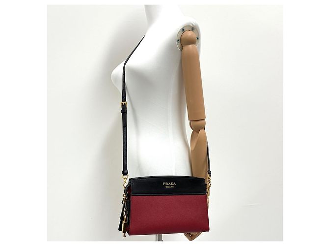 Prada Borsa a tracolla e spalla City in Saffiano Rosso - vista 2