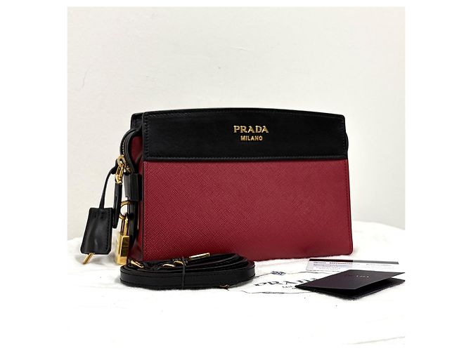 Prada Borsa a tracolla e spalla City in Saffiano Rosso - vista 5