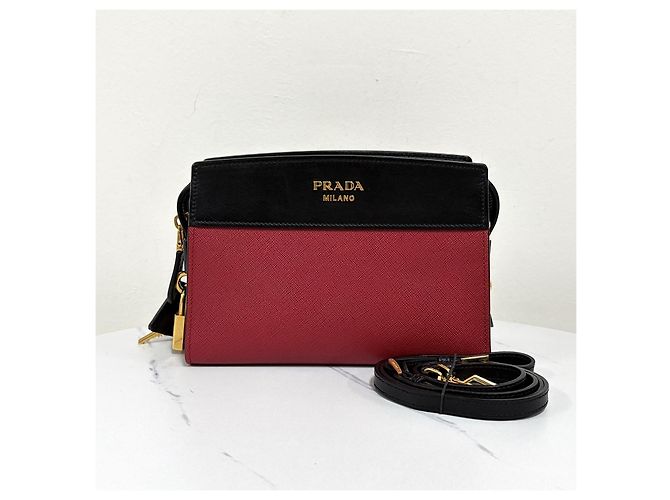 Prada Borsa a tracolla e spalla City in Saffiano Rosso - vista 7