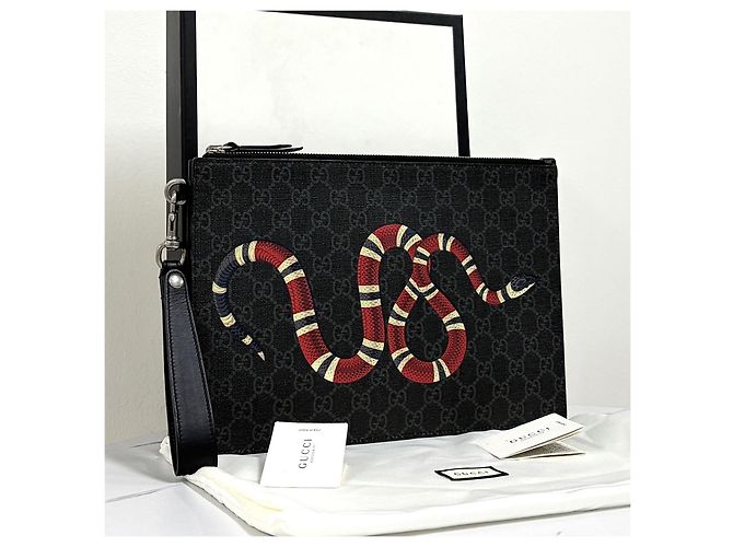 Gucci Clutch stampa pitone nero - vista 2