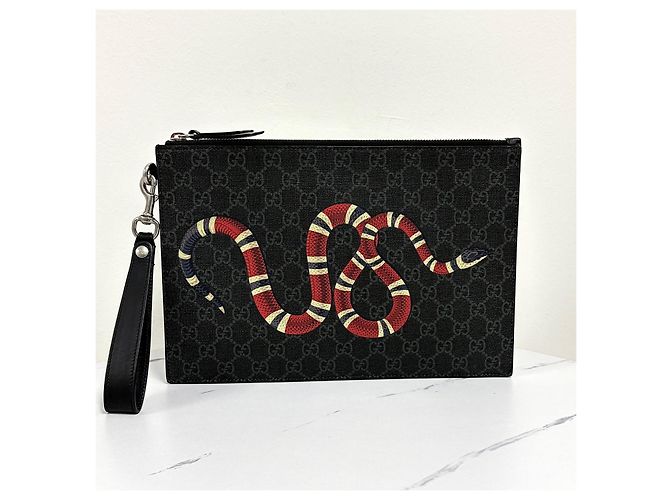 Gucci Clutch stampa pitone nero - vista 4