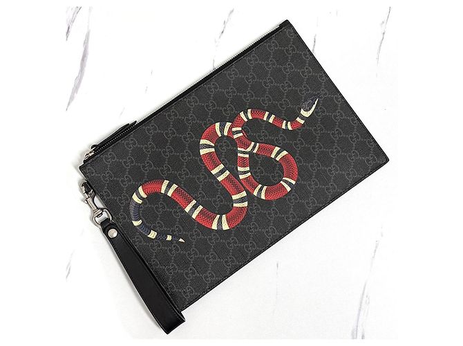 Gucci Clutch stampa pitone nero - vista 5