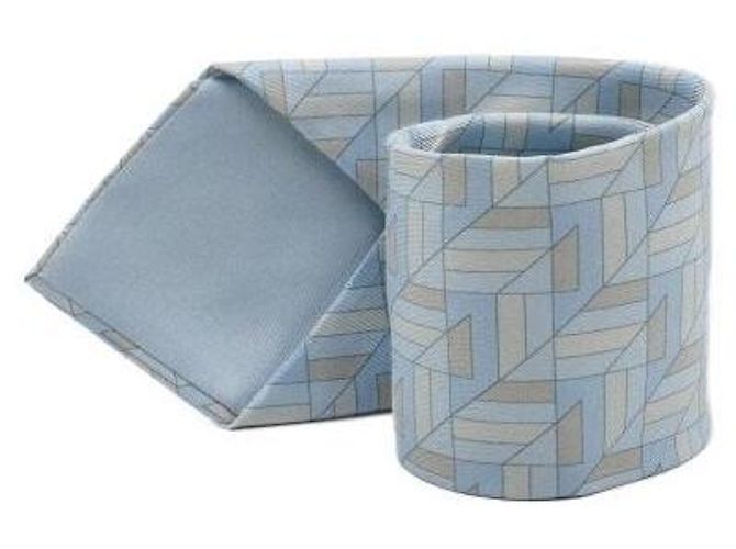 Hermès Cravatta in seta azzurro cielo e beige Blu - vista 2