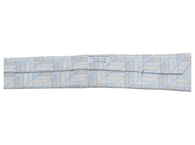 Hermès Cravatta in seta azzurro cielo e beige Blu - vista 8