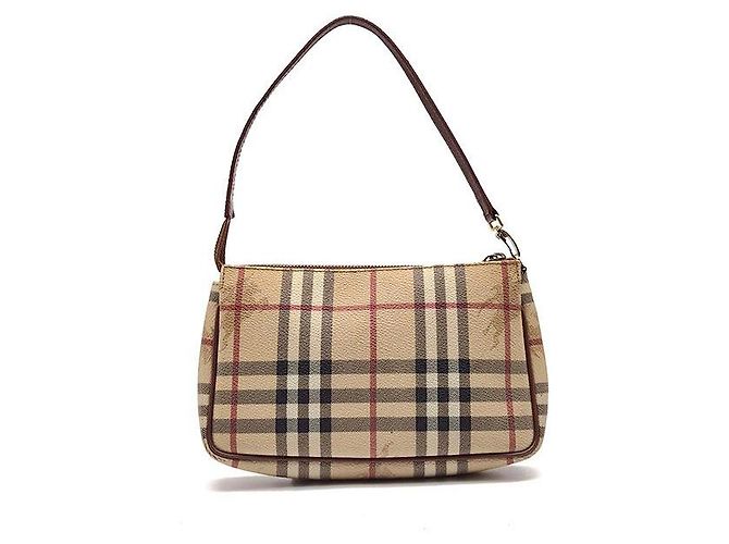 Burberry Borsa a tracolla Haymarket Mini Pouch Marrone - vista 3