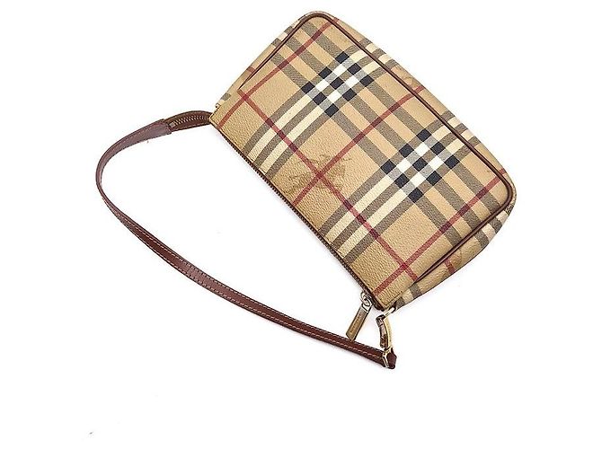 Burberry Borsa a tracolla Haymarket Mini Pouch Marrone - vista 4