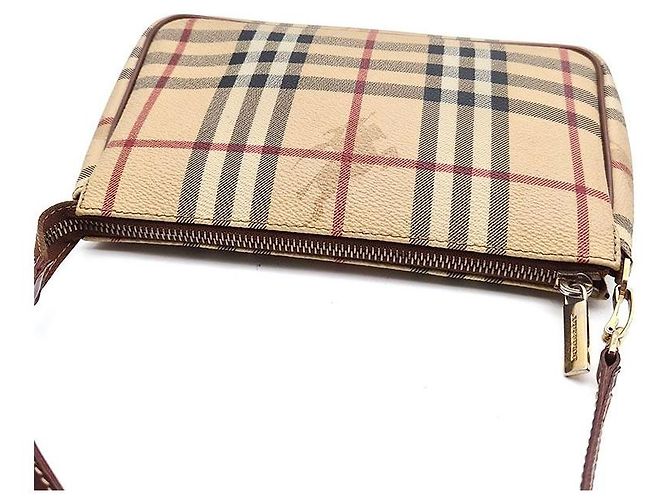 Burberry Borsa a tracolla Haymarket Mini Pouch Marrone - vista 6