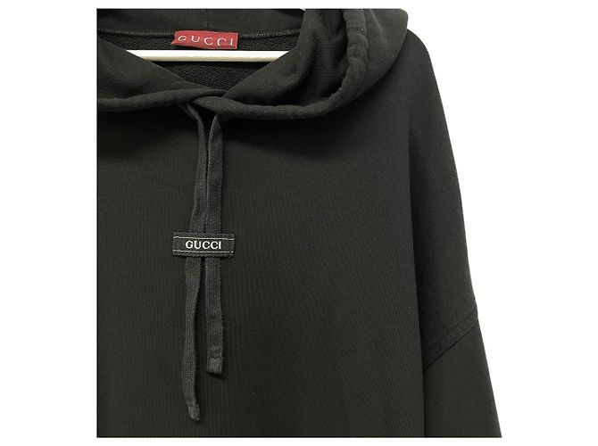 Gucci Cotton Jersey Logo Patch Hoodie T-Shirt Schwarz - Ansicht 3