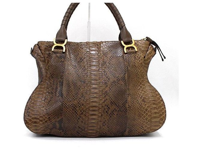 Chloé Marcie Large Python Tote Bag und Schultertasche in Dunkelbraun - Ansicht 4