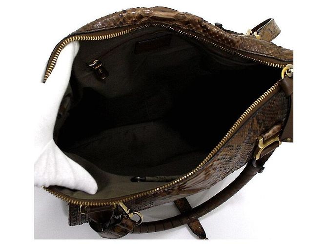 Chloé Marcie Large Python Tote Bag und Schultertasche in Dunkelbraun - Ansicht 5