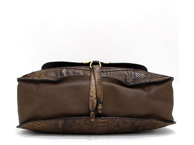 Chloé Marcie Large Python Tote Bag und Schultertasche in Dunkelbraun - Ansicht 6