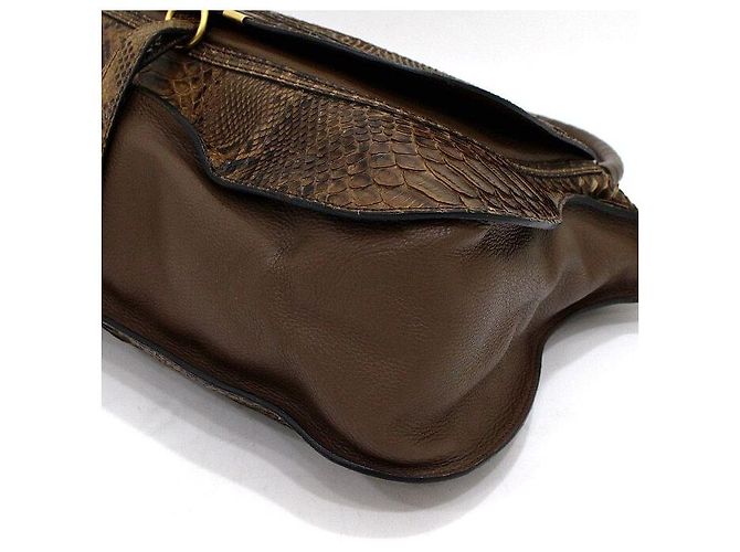 Chloé Marcie Large Python Tote Bag und Schultertasche in Dunkelbraun - Ansicht 7