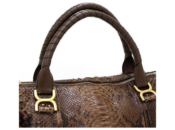 Chloé Marcie Large Python Tote Bag und Schultertasche in Dunkelbraun - Ansicht 8