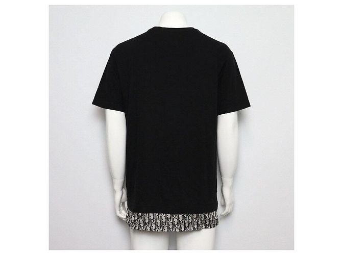 Dior Überlagertes Herren-T-Shirt aus schwarzer Oblique-Baumwolle - Ansicht 4