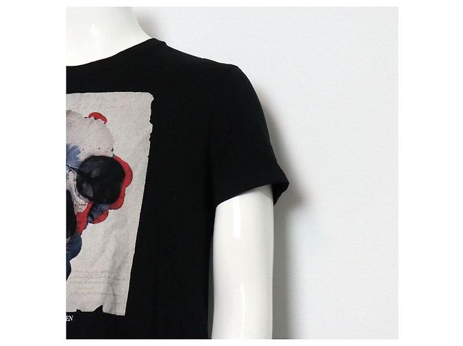 Alexander Mcqueen T-shirt a maniche corte in cotone nero con stampa a teschio - vista 3