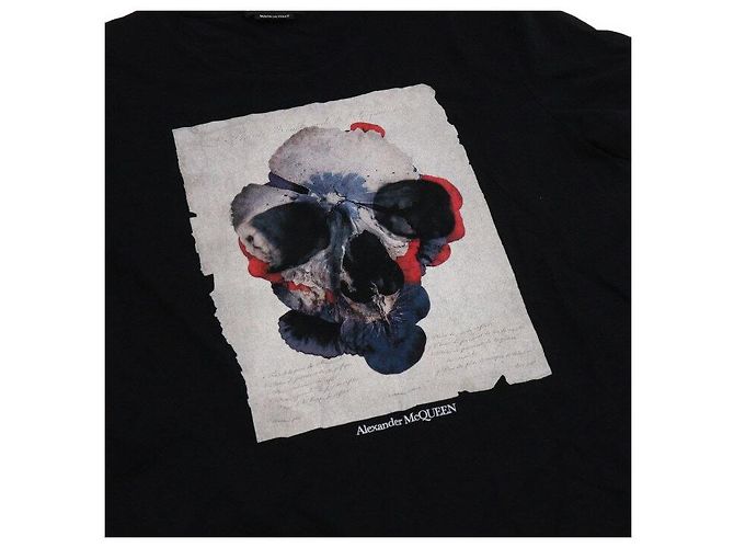 Alexander Mcqueen T-shirt a maniche corte in cotone nero con stampa a teschio - vista 8