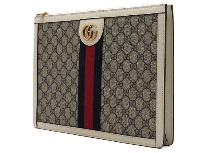 Gucci Custodia Portfolio GG Bianca Borsa Clutch Unisex Bianco - vista 3