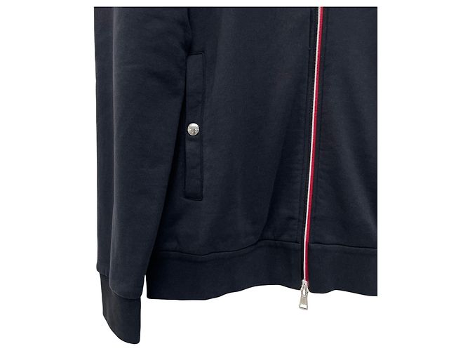 Moncler Giacca in cotone con zip e rifiniture tricolore Blu - vista 4