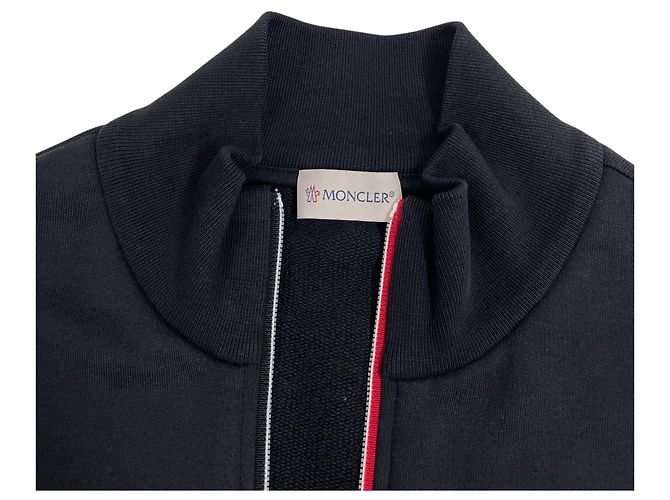 Moncler Giacca in cotone con zip e rifiniture tricolore Blu - vista 5