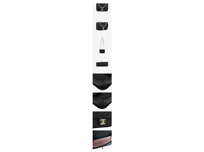 Chanel Borsa a patta con catena e manico superiore borchiato Small Black Series Nero - vista 2