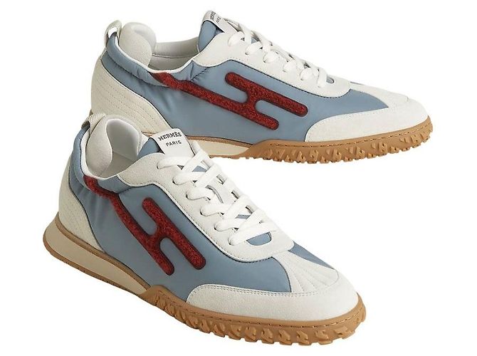 Sneakers Hermès Jet Multicolore Bleu Galet in Pelle - vista 2
