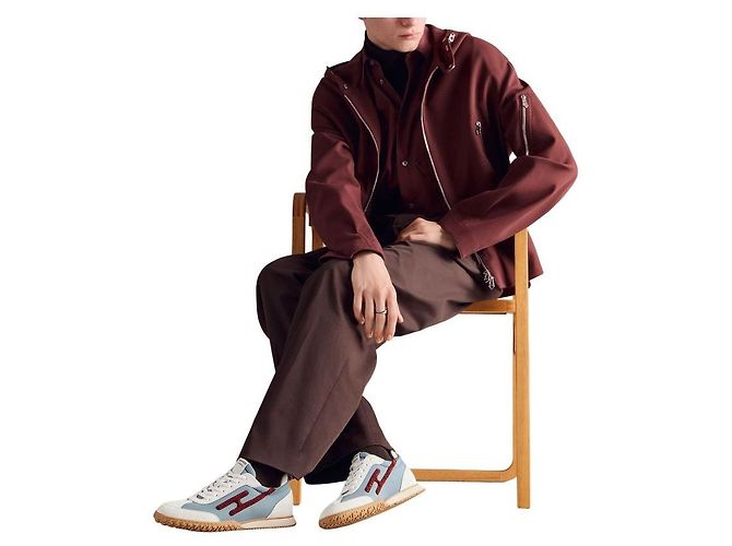 Sneakers Hermès Jet Multicolore Bleu Galet in Pelle - vista 4