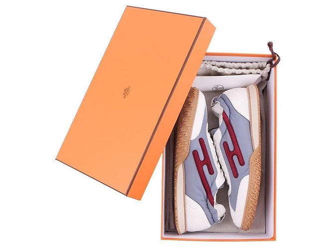 Sneakers Hermès Jet Multicolore Bleu Galet in Pelle - vista 8