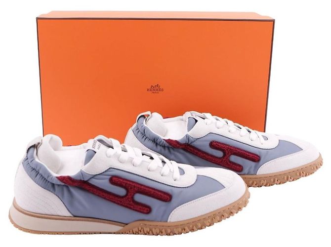 Sneakers Hermès Jet Multicolore Bleu Galet in Pelle - vista 9