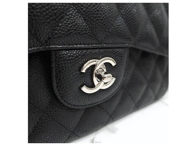 Chanel Serie di borse a tracolla Classic Caviar Large Black Silver-Tone Nero - vista 5