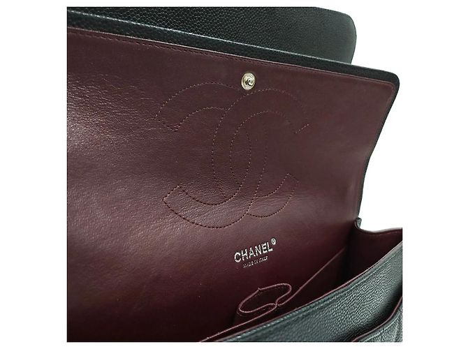 Chanel Serie di borse a tracolla Classic Caviar Large Black Silver-Tone Nero - vista 7