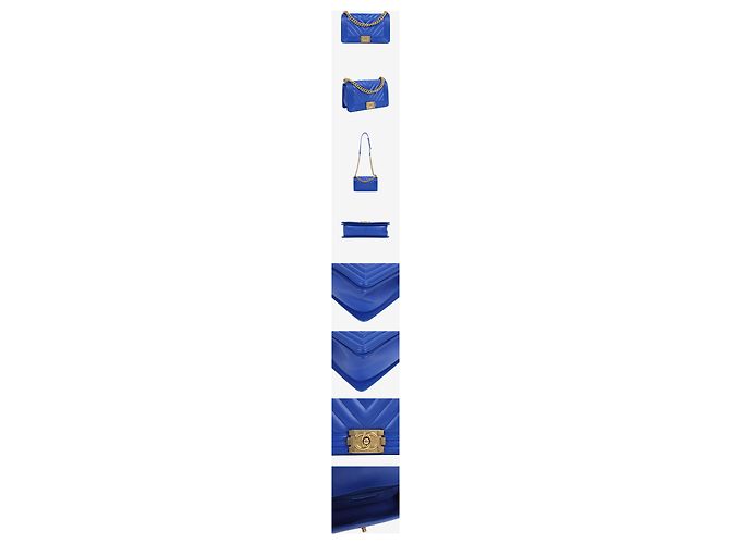 Chanel Borsa Boy Chevron Medium Blue Gold - vista 2