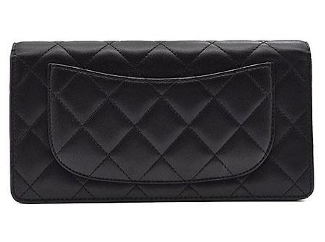 Cartera larga Chanel de piel de cordero negra Negro - vista 3