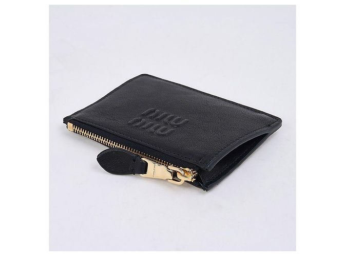Miu Miu Tarjetero de cuero Nappa para mujer AEFX Negro - vista 3
