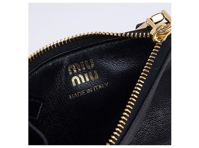 Miu Miu Tarjetero de cuero Nappa para mujer AEFX Negro - vista 6