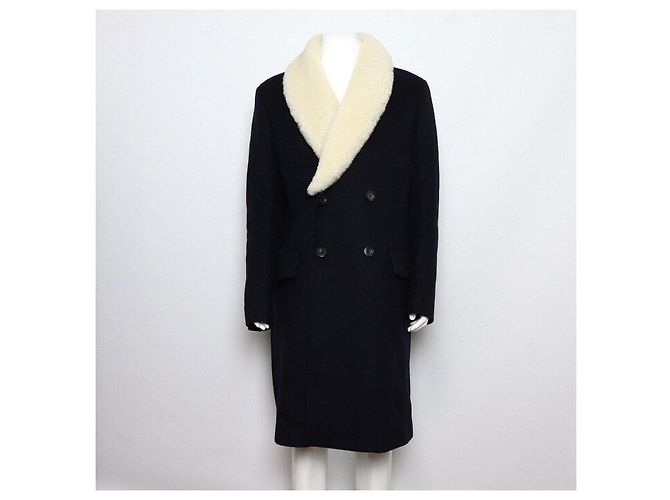 Loewe Shearling Fur Cashmere Blend Wool Coat Men's Jacket Blue - view 5