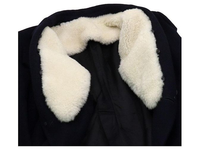 Loewe Shearling Fur Cashmere Blend Wool Coat Men's Jacket Blue - view 7