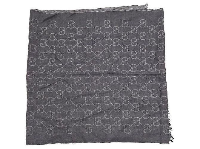 Lenço Gucci bicolor de seda e lã preto cinza Marrom - vista 2