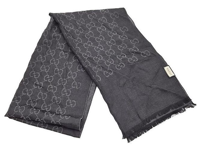 Lenço Gucci bicolor de seda e lã preto cinza Marrom - vista 3