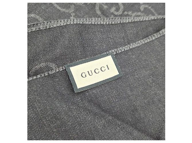 Lenço Gucci bicolor de seda e lã preto cinza Marrom - vista 4