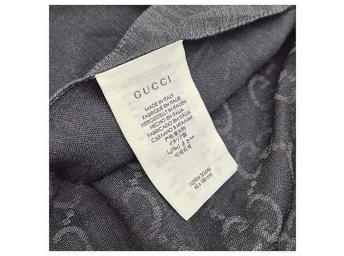 Lenço Gucci bicolor de seda e lã preto cinza Marrom - vista 5