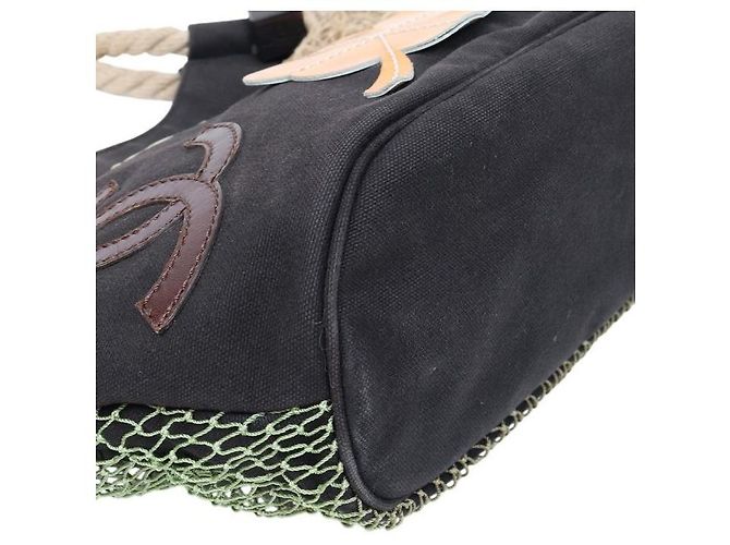 Chanel Borsa a tracolla CC in tela nera con fiori Nero - vista 5