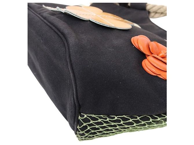 Chanel Borsa a tracolla CC in tela nera con fiori Nero - vista 6