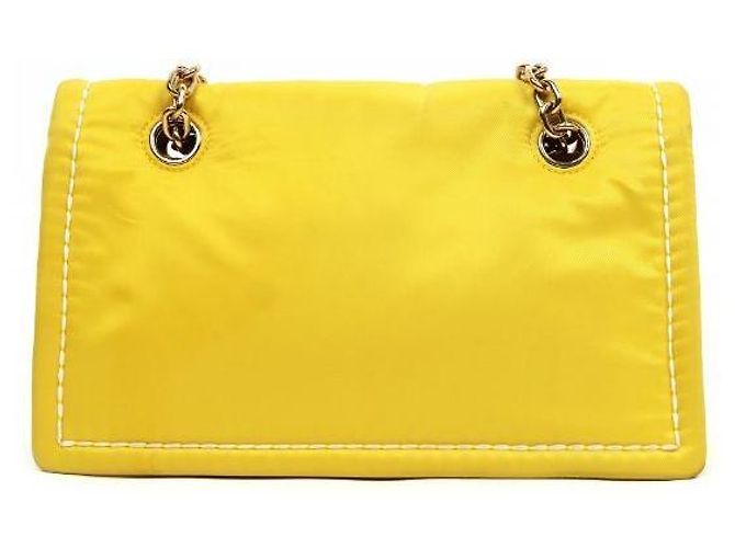 Prada Borsa a tracolla con catena in nylon giallo - vista 3