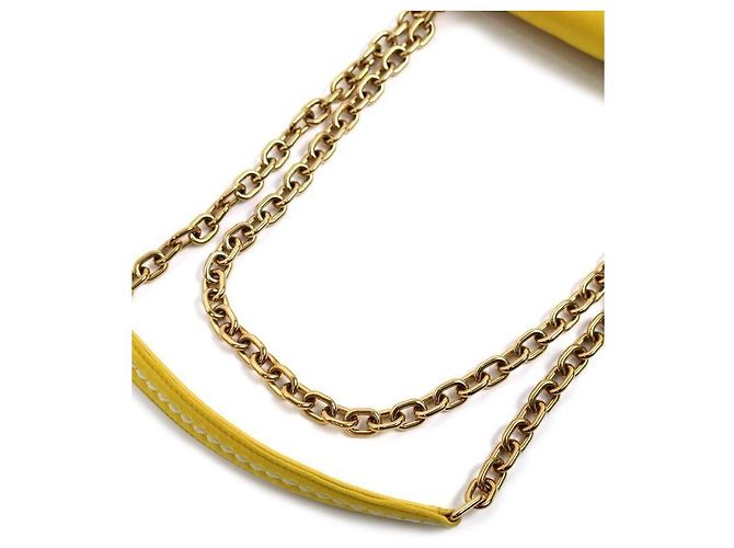 Prada Borsa a tracolla con catena in nylon giallo - vista 7