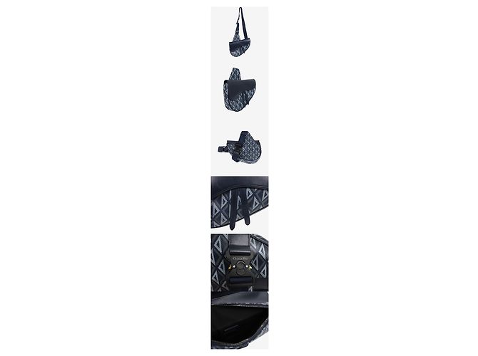 Saddle Dior Borsa a Sella in Tela Blu Navy - vista 2